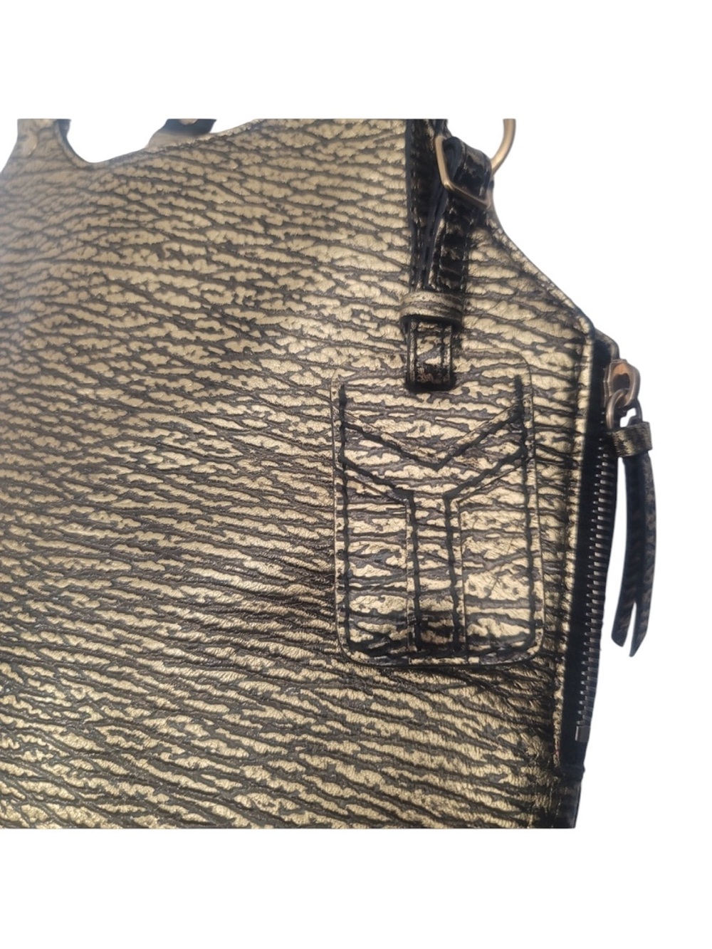 YVES SAINT LAURENT Metallic Gold Textured Leather Hobo Bag - Archival YSL - Picture 8 of 15